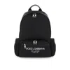 Dolce & Gabbana Sleek Black Backpack With Prominent White Logo Print In Black