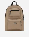 Dolce & Gabbana Nylon Backpack With Dolce&gabbana Logo In Beige