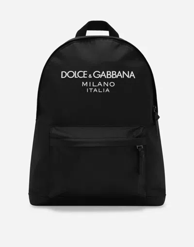 Dolce & Gabbana Nylon Backpack With Dolce&gabbana Logo In Black