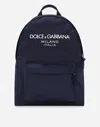 Dolce & Gabbana Nylon Backpack With Dolce&gabbana Logo In Blue