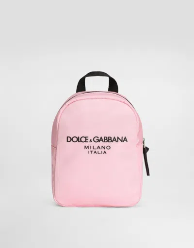 Dolce & Gabbana Nylon Backpack With Dolce&gabbana Logo In Pink