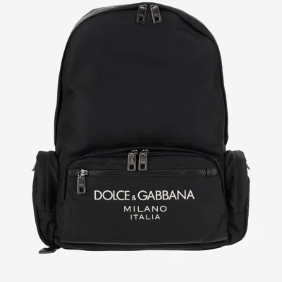 Dolce & Gabbana Nylon Backpack With Logo In Black