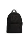 Dolce & Gabbana Nylon Backpack With Dg Rubber Patch In Black