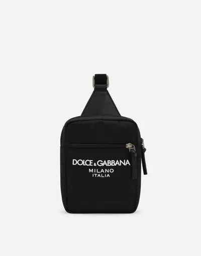Dolce & Gabbana Kids' Nylon Belt Bag With Dolce&gabbana Logo In Black