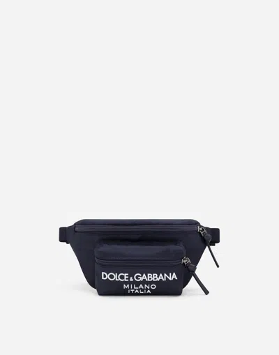 Dolce & Gabbana Kids' Nylon Belt Bag With Dolce&gabbana Logo In Blue