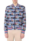 Dolce & Gabbana All Over Print Bomber Jacket In Blue