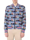 Dolce & Gabbana All Over Print Bomber Jacket In Blue