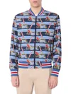 Dolce & Gabbana All Over Print Bomber Jacket In Blue