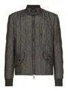 Dolce & Gabbana Quilted Bomber Jacket In Green