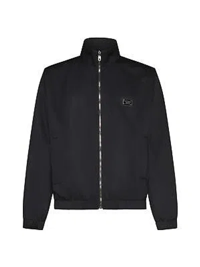 Pre-owned Dolce & Gabbana Nylon Bomber Jacket With Logo Plaque In Black