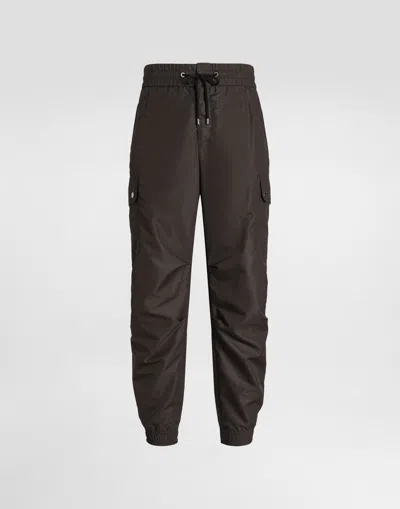 Dolce & Gabbana Nylon Canvas Cargo Trousers In Gray