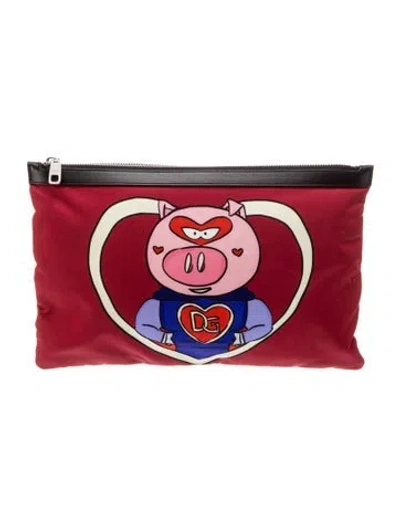 Pre-owned Dolce & Gabbana Nylon Clutch In Red