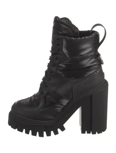 Pre-owned Dolce & Gabbana Nylon Combat Boots In Black