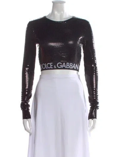Pre-owned Dolce & Gabbana Nylon Crew Neck Crop Top In Black