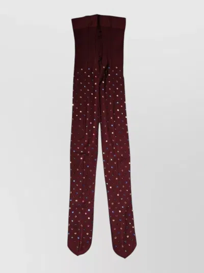 Dolce & Gabbana Nylon Crystal Embellished Pantyhose Tights In Orange