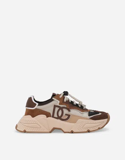 Dolce & Gabbana Nylon Daymaster Sneakers With Dg Logo In Beige