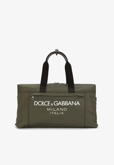 Dolce & Gabbana Nylon Duffel Bag In Green