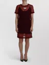 Dolce & Gabbana Nylon Floral Embroidered Shift Mini Dress In Red
