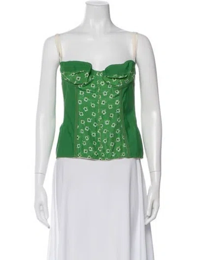 Pre-owned Dolce & Gabbana Nylon Floral Print Crop Top W/ Tags In Green