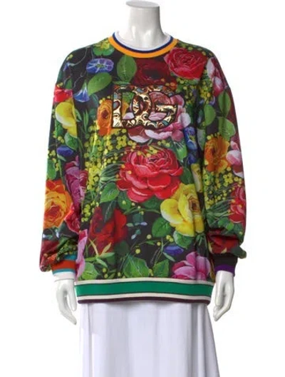 Pre-owned Dolce & Gabbana Nylon Floral Print Sweatshirt In Black