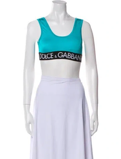 Pre-owned Dolce & Gabbana Nylon Graphic Print Crop Top W/ Tags In Pink