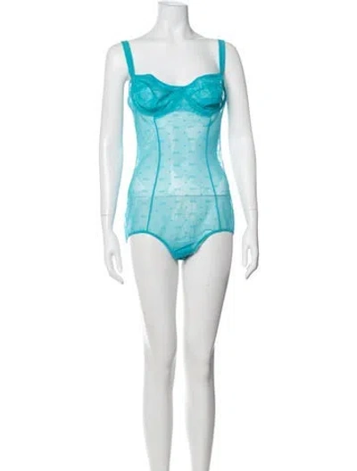 Pre-owned Dolce & Gabbana Nylon Graphic Print Lounge Set W/ Tags In Blue