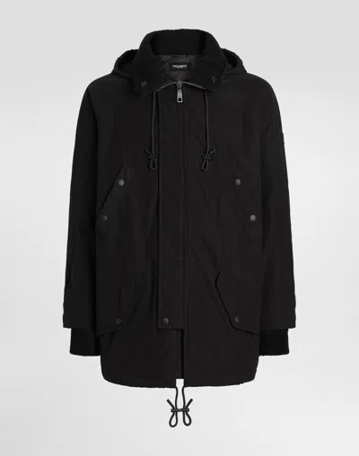 Dolce & Gabbana Nylon Hooded Jacket In Black