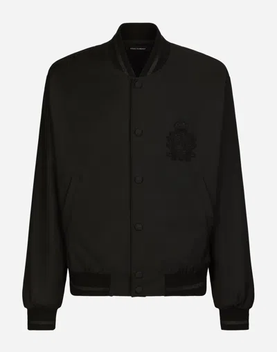 Dolce & Gabbana Nylon Jacket With Heraldic Dg Patch In Black
