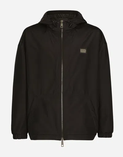 Dolce & Gabbana Branded Tag Hooded Jacket In Black