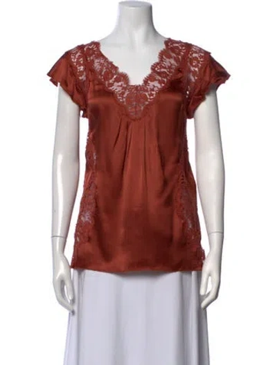 Pre-owned Dolce & Gabbana Nylon Lace Pattern Blouse In Orange