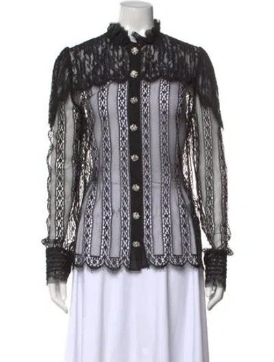 Pre-owned Dolce & Gabbana Nylon Lace Pattern Blouse W/ Tags In Black