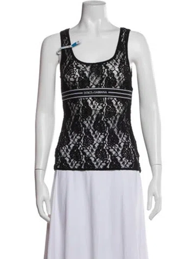 Pre-owned Dolce & Gabbana Nylon Lace Pattern Top W/ Tags In Gray