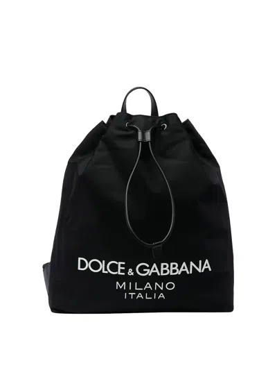 Dolce & Gabbana Nylon Logo Backpack In Negro