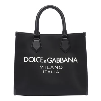 Dolce & Gabbana Small Nylon Shopper In Black