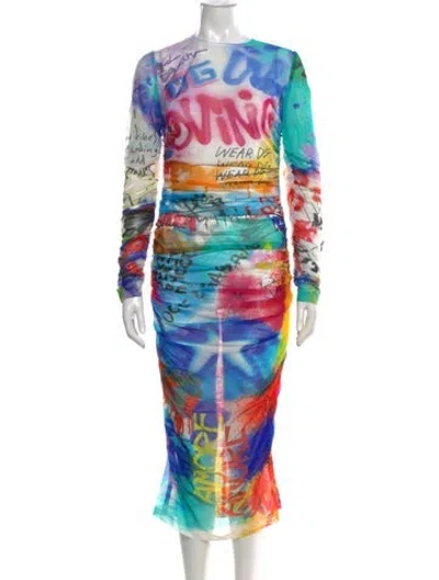 Pre-owned Dolce & Gabbana Nylon Midi Length Dress In Blue