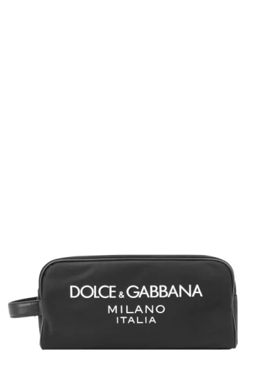 Dolce & Gabbana Nylon Necessarie With Frontal Logo In Black