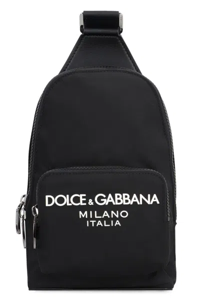 Dolce & Gabbana Nylon One-shoulder Backpack In Black