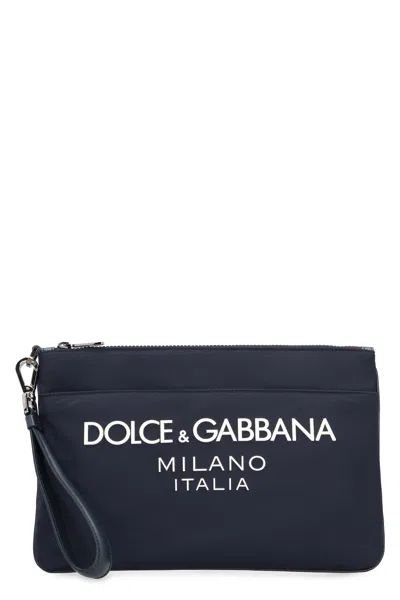 Dolce & Gabbana Nylon Pouch In Grey
