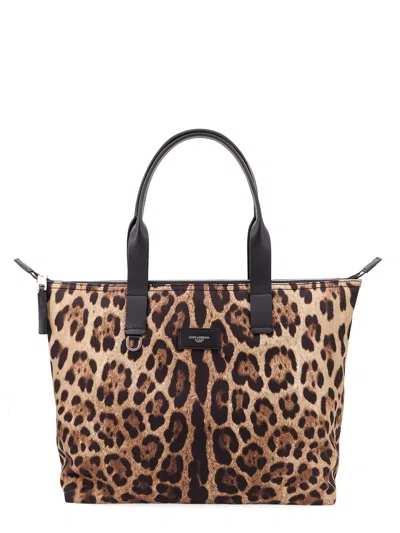 Dolce & Gabbana Nylon Shoulder Bag With Animalier Print
