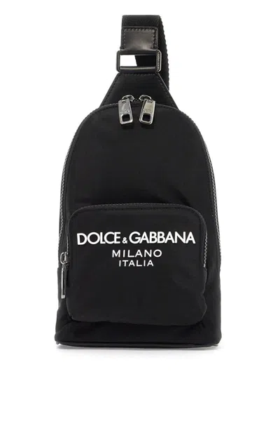 Dolce & Gabbana Nylon Shoulder Bag With Crossbody In Black