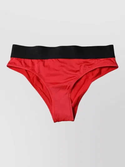 Dolce & Gabbana Nylon Stretch Mid Rise Panty Underwear In Red