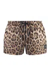 Dolce & Gabbana Brown All-over Leopard Print Shorts Swimsuit