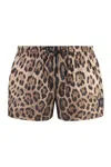 Dolce & Gabbana Leopard Print Short Swim Trunks In Leo New