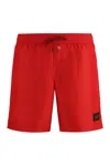 Dolce & Gabbana Logo-plaque Drawstring Swim Shorts In Red