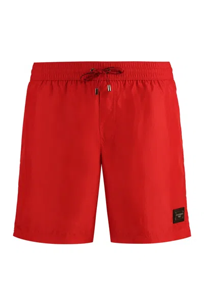 Dolce & Gabbana Nylon Swim Shorts In Red