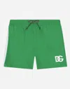 Dolce & Gabbana Nylon Swim Trunks With Dg Logo Print In Multicolor