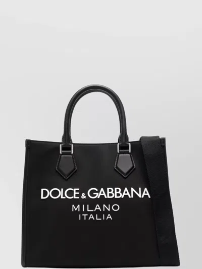 Dolce & Gabbana Logo Nylon Tote Bag In Black