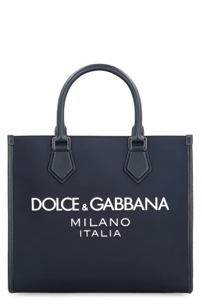 Dolce & Gabbana Nylon Tote Handbag For Men In Blue