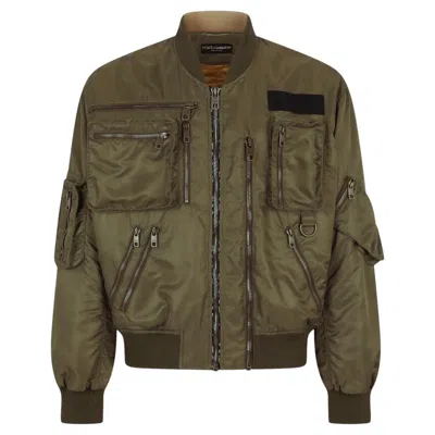 Pre-owned Dolce & Gabbana Nylon Utility Bomber Jacket In Black