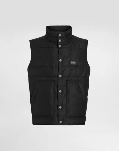 DOLCE & GABBANA NYLON VEST WITH BRANDED TAG